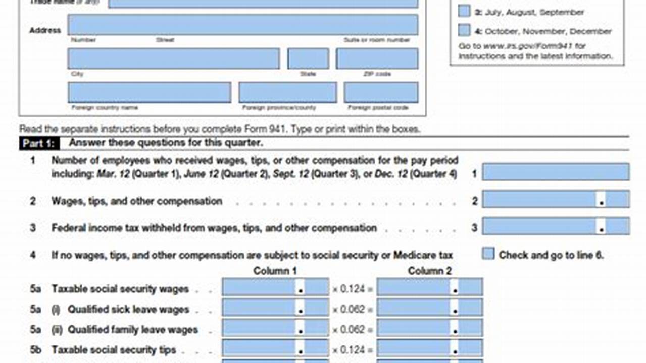 Fillable 941 Form 2025