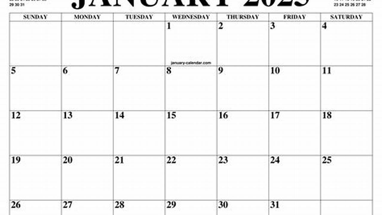 Fillable Calendar For January 2025