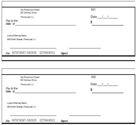Fillable Blank Check Template Excel