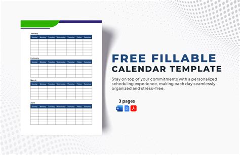 Fillable PDF Calendar Image