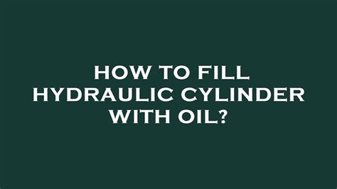 Filling with New Fluid