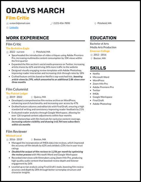 Film Resume Samples