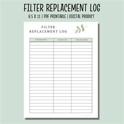 Filter Maintenance Schedule