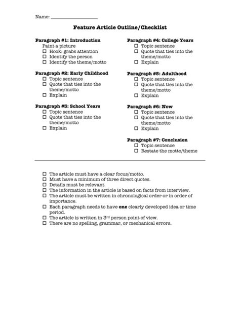 Final Checklist for Your Feature Article
