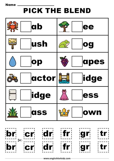 Final Consonant Blends Worksheets