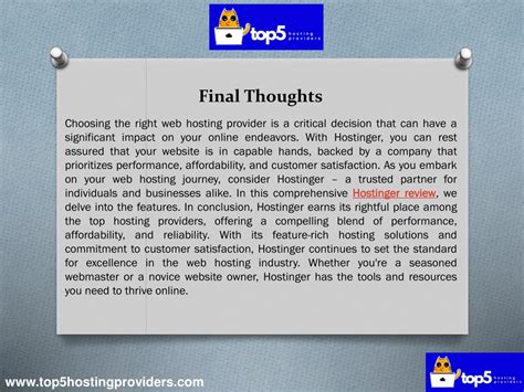 Final Thoughts on Web Hosting Plans