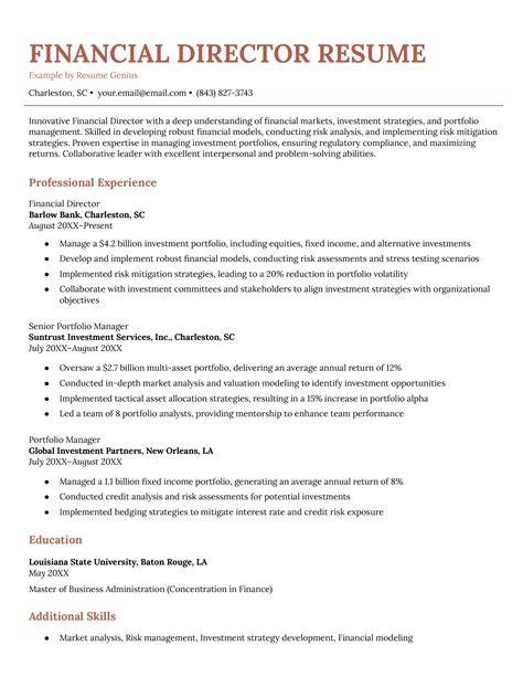 Finance Director Resume Examples