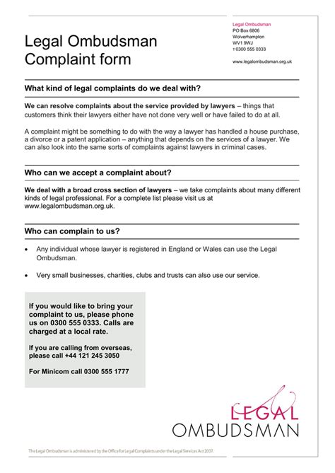 Download free Legal Ombudsman Complaint Letter Template