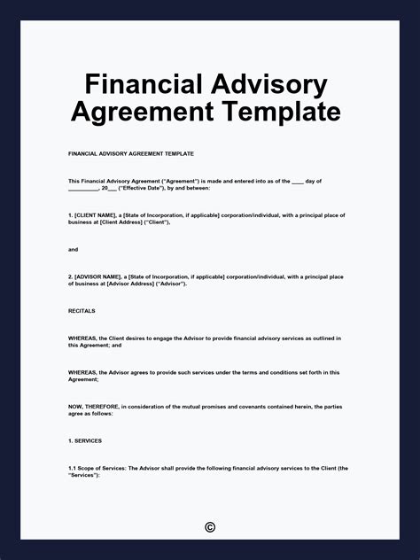Financial Advisory Agreement Template