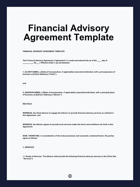 Printable Financial Advisor Employment Contract Sample Investment