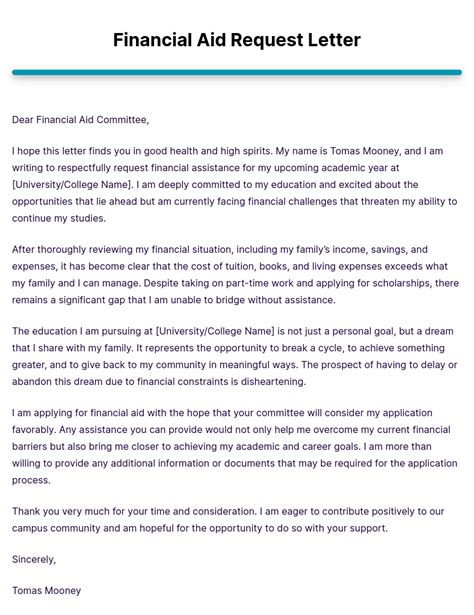 Financial Aid Request Letter Template