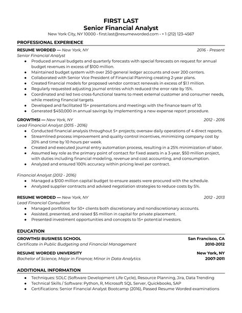 Financial Analyst Resume Examples