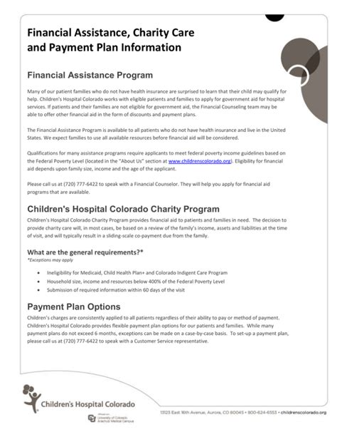 Financial Assistance Programs and Charity Care