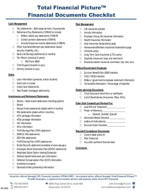Financial Documents Checklist