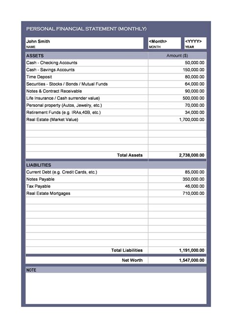 Financial Statement Excel Template Free