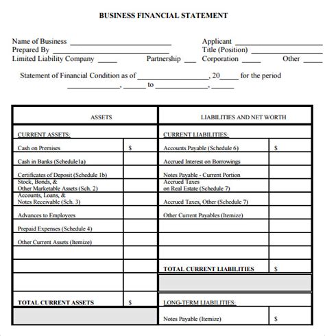 Small Business Financial Statement Template For Your Needs