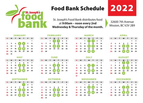 Find Food Bank Calendar