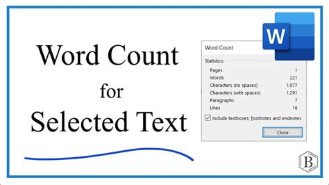 Find Count For The Selected Words