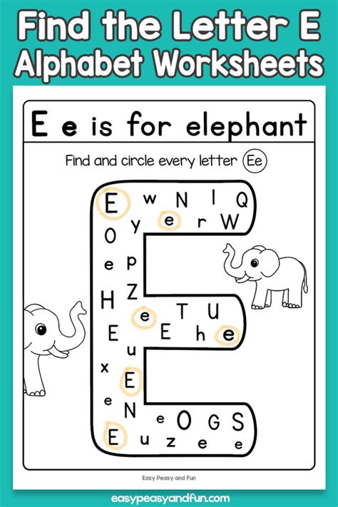 Find The Letter E Worksheet