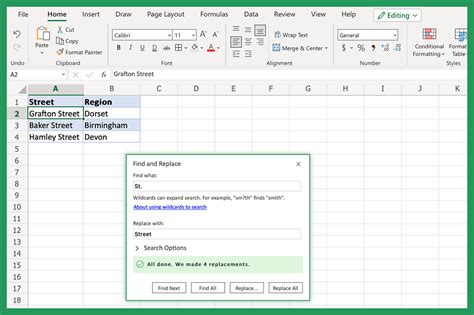 Find and Replace in Microsoft Excel 2016