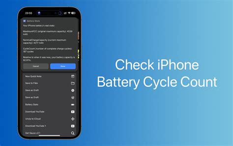 Find iPhone battery charge cycle count using Shortcut