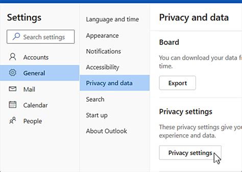 Find your privacy settings