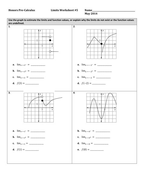 Finding Limits From A Graph Worksheet