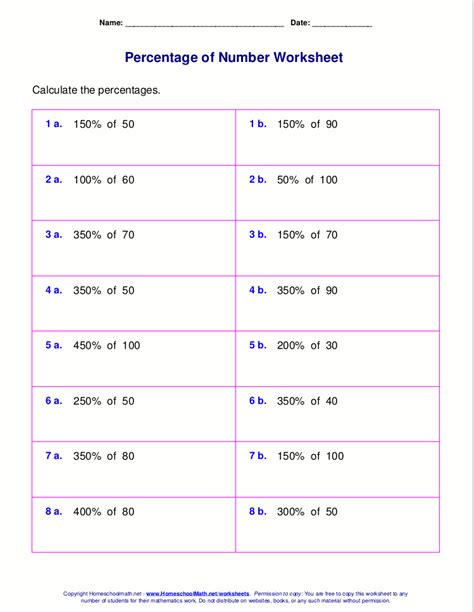 Finding Percent Of A Number Worksheet