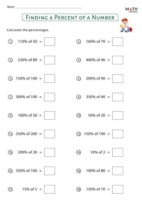 Finding A Percent Of A Number Worksheet
