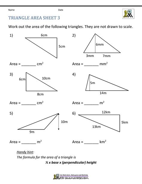 Finding Area Of Triangle Worksheet