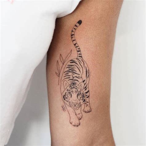 Fine Line Tiger Tattoo