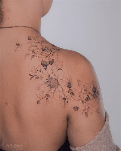 Fine Line Floral Tattoo
