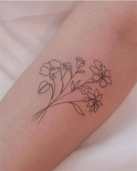 Fine Line Flower Tattoo