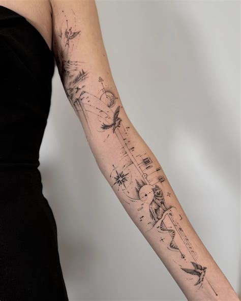 Fine Line Illustration Tattoo Designs