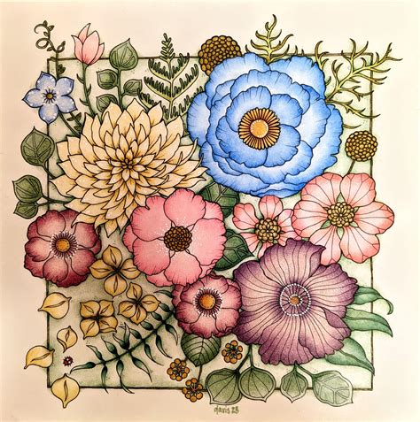 Finished Coloring Pages Flowers