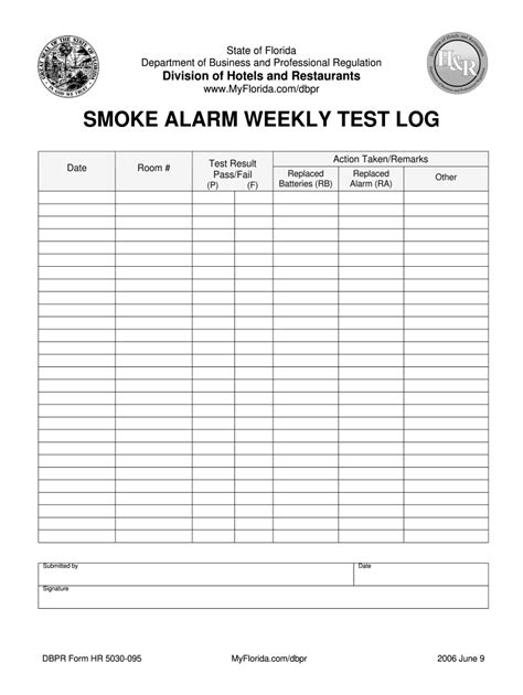 Fire Alarm Test Record Template