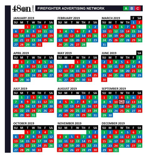 Fire Dept Shift Calendar