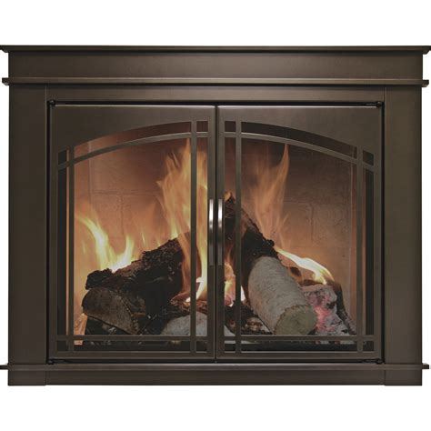 Pleasant Hearth Craton Fireplace Glass Door — For Masonry Fireplaces, Large, Gunmetal, Model CR