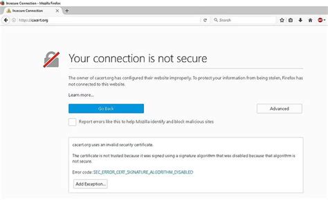 Firefox Connection is Not Secure Error
