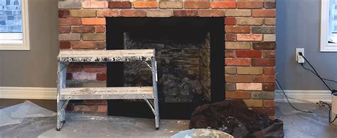 Fireplace with cracked bricks