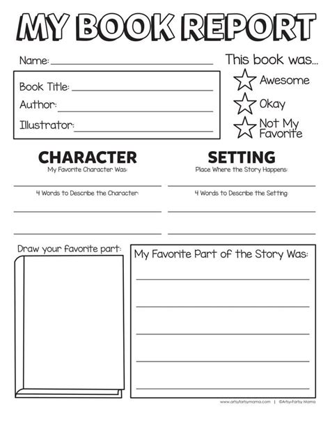 First Grade Book Report Template