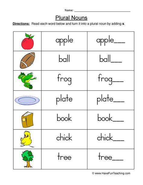 First Grade Singular And Plural Worksheets For Grade 1
