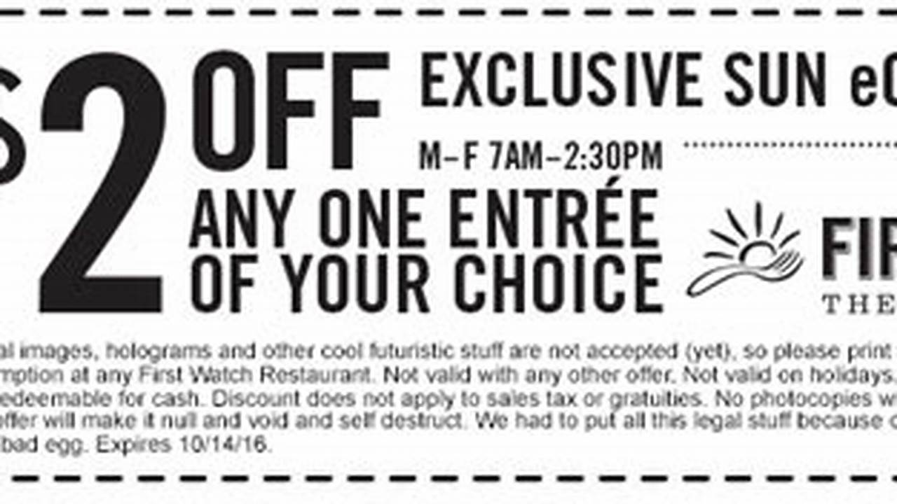 First Watch Coupon Code 2024