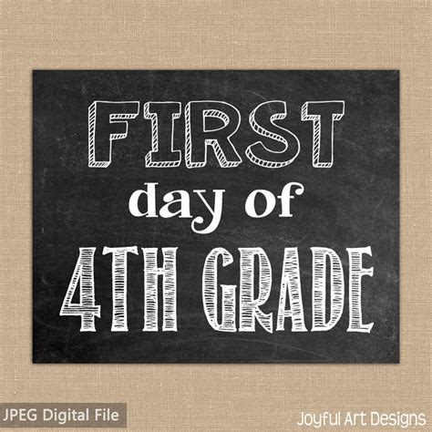 First Day Of 4th Grade Printable