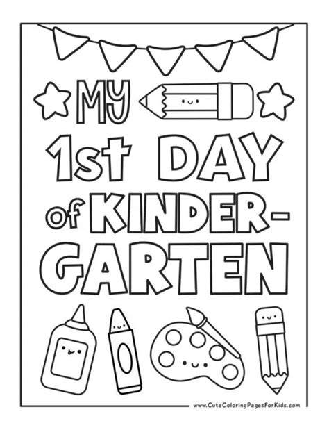 First Day Of Kindergarten Color Page