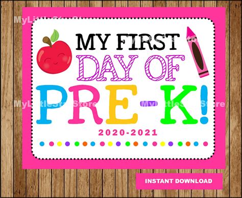 First Day Of Pre K 3 Printable Sign