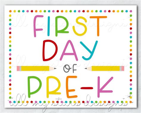 First Day Of Pre K Sign 2019 Printable