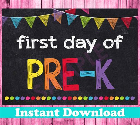 First Day Of Prek Sign Free Printable