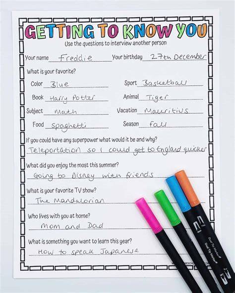 First Day Of School Getting To Know You Printables