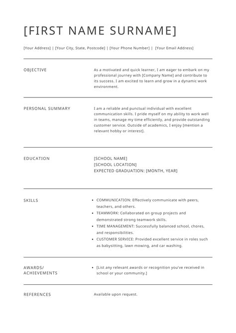 First Job Resume Templates